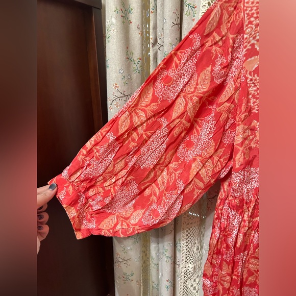 Elan NWT Coral Boho Floral Peasant Dress Small - Picture 2 of 6